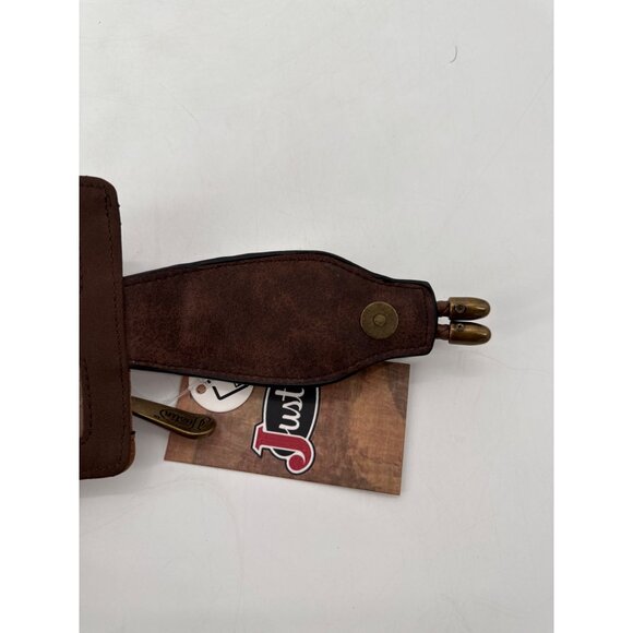 Justin Womens Wallet Bifold Metal Braided Vegan Leather Brown Western New - Picture 6 of 9